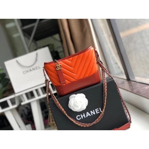 Geantă hobo mică Chanel Gabrielle A91810 portocalie
