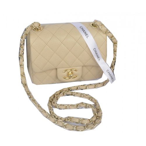Geantă Chanel mini Classic Flap, model Apricot Cannage, auriu 1115
