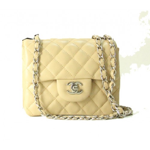 Geantă Chanel mini Classic Flap din piele de caisă 1115 cu lanț de argint