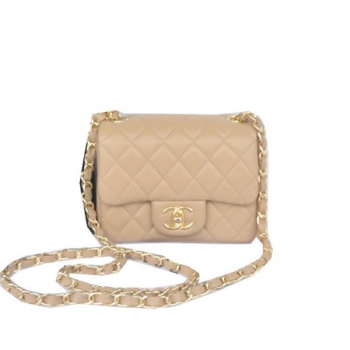 Geantă Chanel mini Classic Flap Bag Apricot Original Sheekskin CHA1115 Auriu
