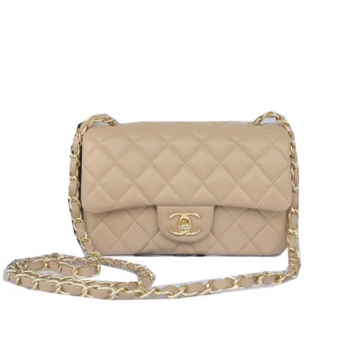 Geantă Chanel mini Classic Flap, piele de sheek originală, culoare caisă CHA1116, aurie