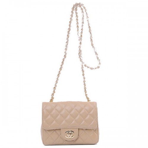 Geantă Chanel mini Classic Flap din piele de sheek aurie 1115
