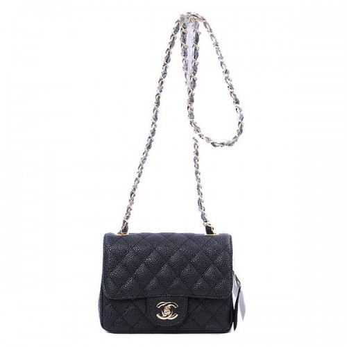 Geantă Chanel mini Classic Flap Black Cannage Patterns 1115 Gold