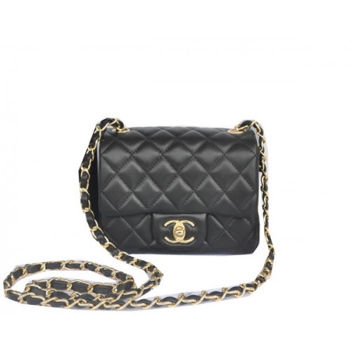Geantă Chanel mini Classic Flap Black Original Sheekskin CHA1115 Gold