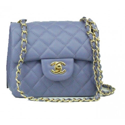 Geantă Chanel mini Classic Flap din piele lavandă 1115 cu lanț de aur