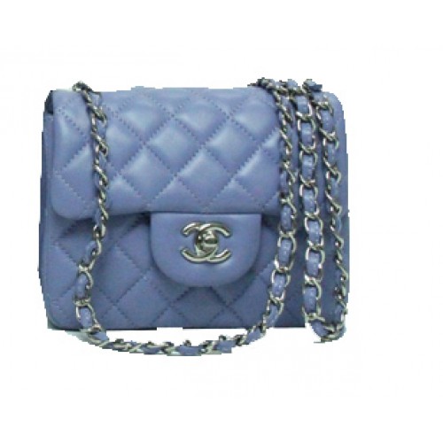 Geantă Chanel mini Classic Flap din piele lavandă 1115 cu lanț de argint