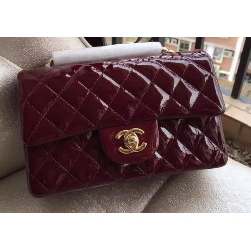 Geantă Chanel mini Classic Flap Patent Original A1116 Burgundy