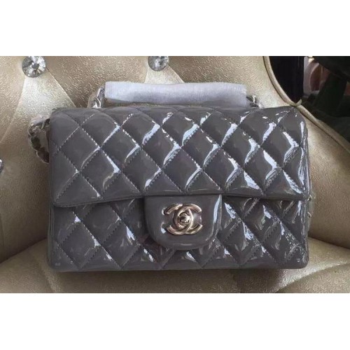 Geantă Chanel mini Classic Flap Patent Original A1116 Gri