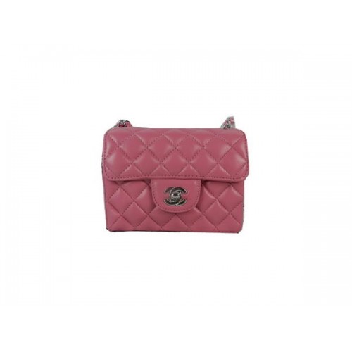 Geantă Chanel mini Classic Flap din piele de sheek CHA1115 argintie