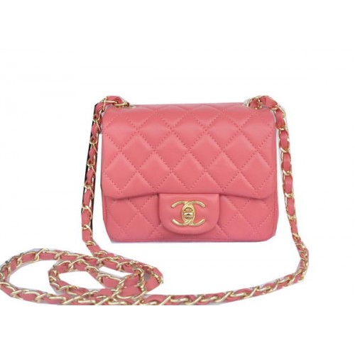 Geantă Chanel mini Classic Flap Pink Original Sheekskin CHA1115 Gold