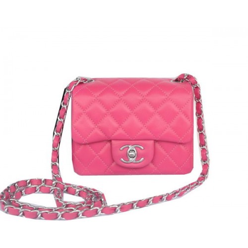 Geantă Chanel mini Classic Flap Rose Original Sheekskin CHA1115 Argintie