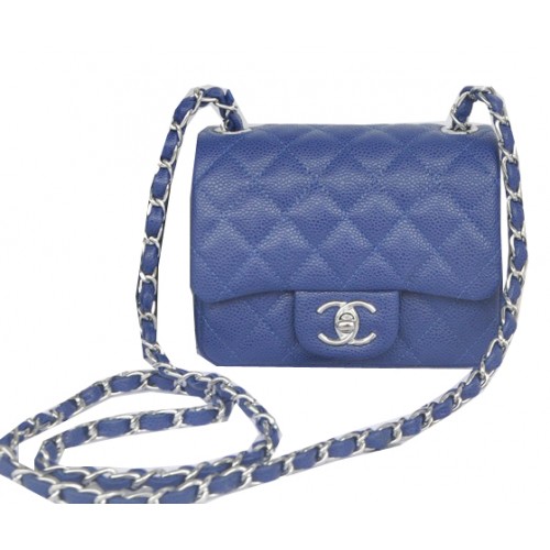 Geantă Chanel mini Classic Flap Model Royal Cannage 1115 Argintie