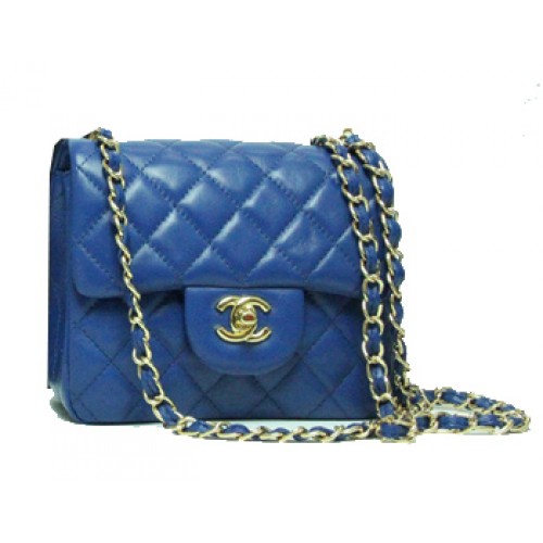 Geantă Chanel mini Classic Flap, piele Royal, lanț de aur 1115