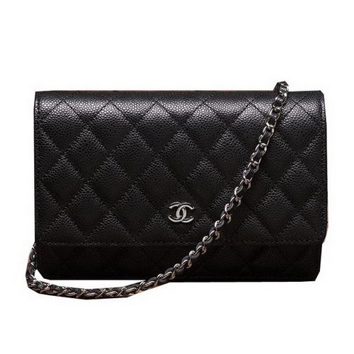 Geantă Chanel mini Flap A33814 Negru Model Cannage Argintiu