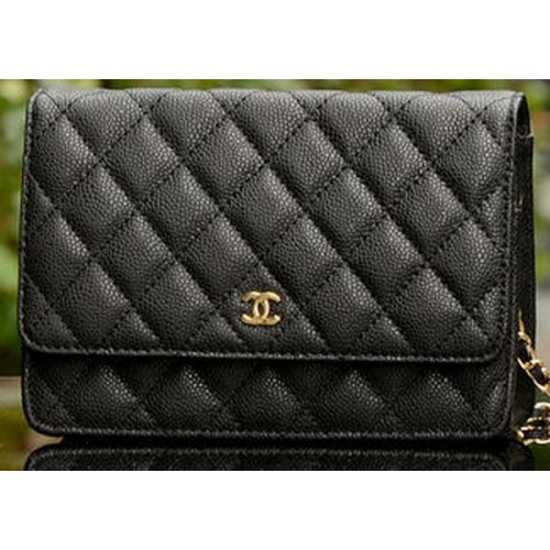 Geantă Chanel mini Flap Black Cannage Pattern A33814 Gold