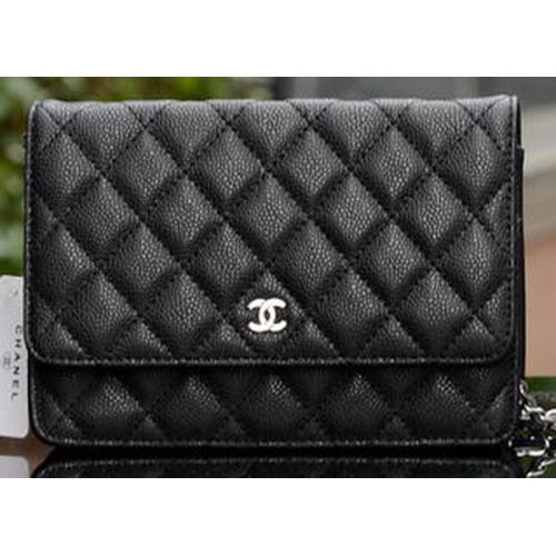 Geantă Chanel mini Flap Black Cannage Pattern A33814 Silver