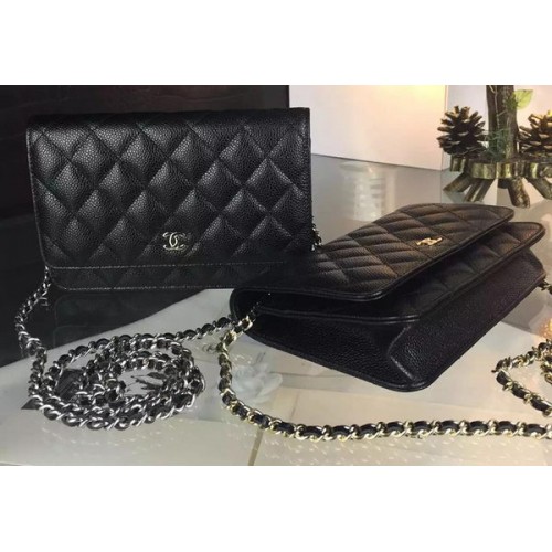 Mini geantă cu clapă Chanel Cannage Pattern A8373 Negru