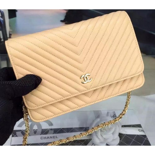 Geantă Chanel mini Flap Bag din piele Chevron A33814 Caisă