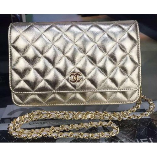 Geantă Chanel mini Flap, model Cannage auriu A8373, auriu