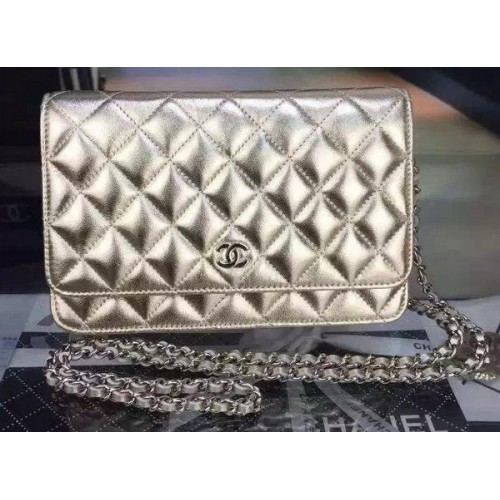 Geantă Chanel mini Flap, model Cannage auriu A8373 argintiu