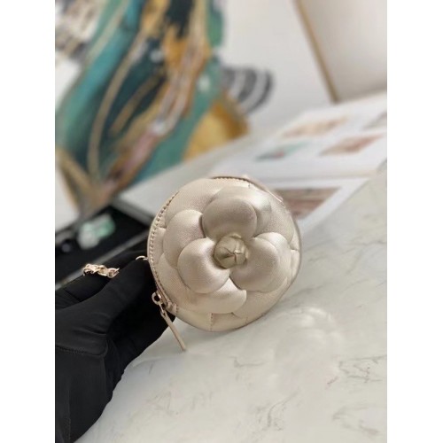 Geantă de umăr Chanel mini din piele originală 82121 Auriu deschis