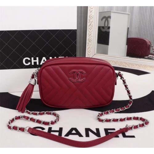 Geantă Chanel mini din piele de oaie 4669 roșie