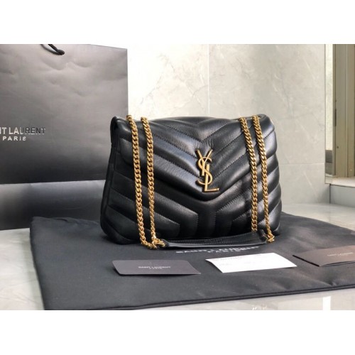 Geantă tote din piele de vițel Yves Saint Laurent neagră 464678 accesorii aurii