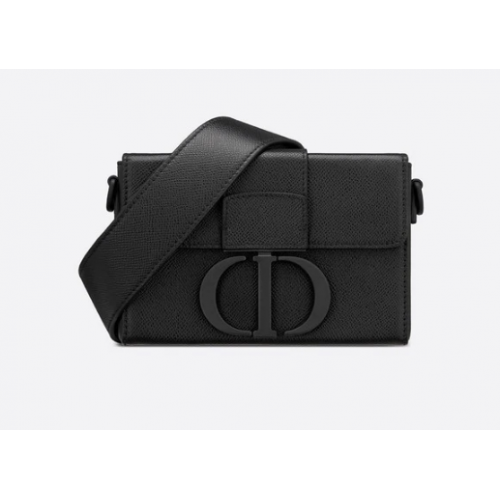 DIOR 30 MONTAIGNE BOX BAG Negru Ultramat Piele de vițel granulată M9204S
