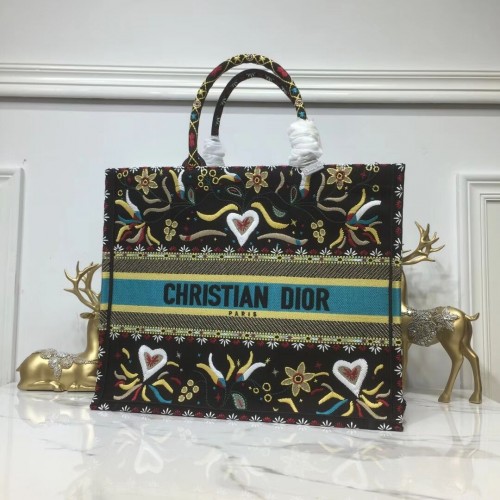 GEANTĂ DIOR BOOK TOTE DIN PÂNZĂ BRODATĂ C1286 Negru