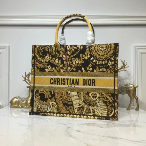 GEANTĂ DIOR BOOK TOTE DIN PÂNZĂ BRODATĂ C1286 Auriu