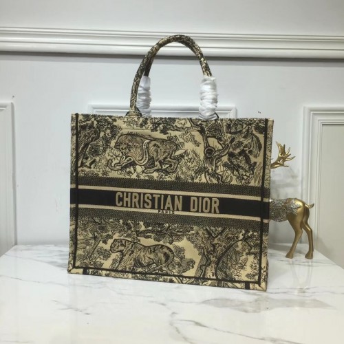 GEANTĂ DIOR BOOK TOTE DIN PÂNZĂ BRODATĂ C1286 Galben