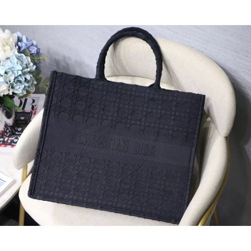 GEANTĂ DIOR BOOK TOTE DIN PÂNZĂ BRODATĂ C1286 albastru închis
