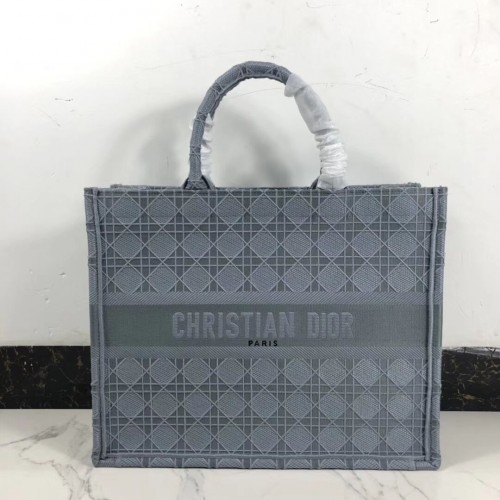 GEANTĂ DIOR BOOK TOTE DIN PÂNZĂ BRODATĂ C1286 gri albastru