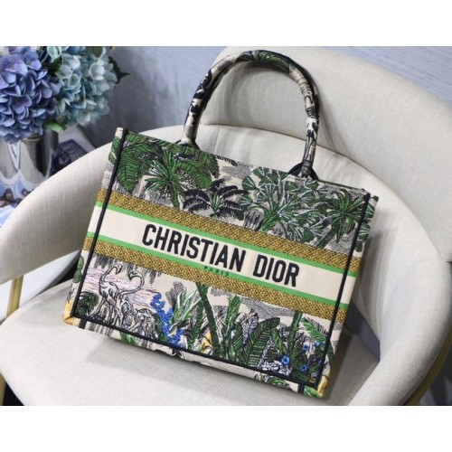 GEANTĂ DIOR BOOK TOTE DIN PÂNZĂ BRODATĂ C1287 verde