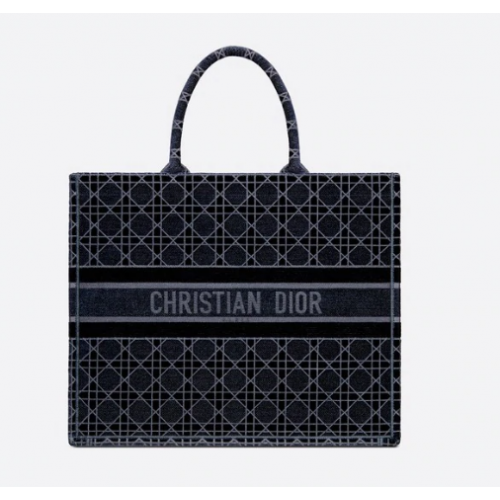 DIOR BOOK TOTE Catifea albastră cu broderie Cannage M1286Z