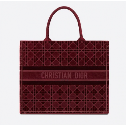 DIOR BOOK TOTE Catifea Brodata Cannage Bordeaux M1286Z