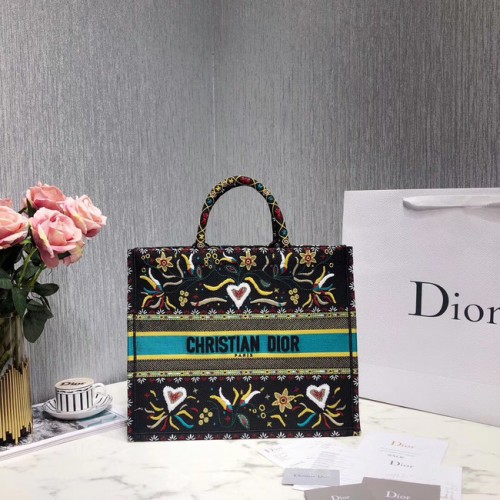 GEANTĂ DIOR BOOK TOTE CU BRODERE DIN PÂNĂ M1287-6