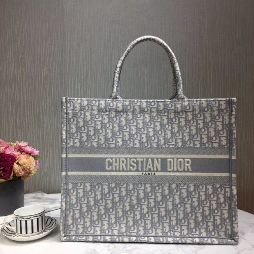 GEANTĂ DIOR BOOK TOTE CU BRODERE DIN PÂNĂ M1287-9 gri