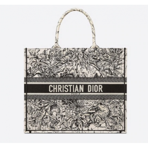DIOR BOOK TOTE Latte Multicolor Dior Zodiac Embroidery M1286Z