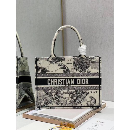 DIOR BOOK TOTE Latte Multicolor Dior Zodiac Embroidery M1296ZR