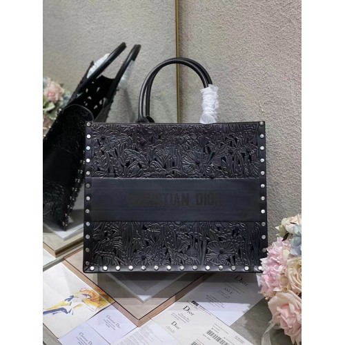 DIOR BOOK TOTE Broderie multicoloră M1297ZR-16 NEGRU