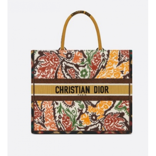 DIOR BOOK TOTE Galben Multicolor Dior Paisley Broderie M1286Z