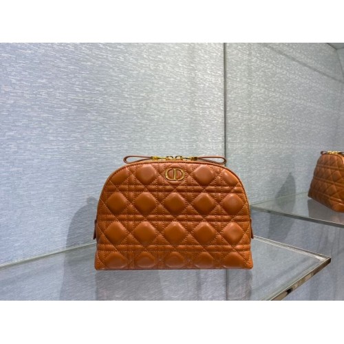 PUNGĂ DIOR CARO BEAUTY Piele de miel Cannage S5047 maro