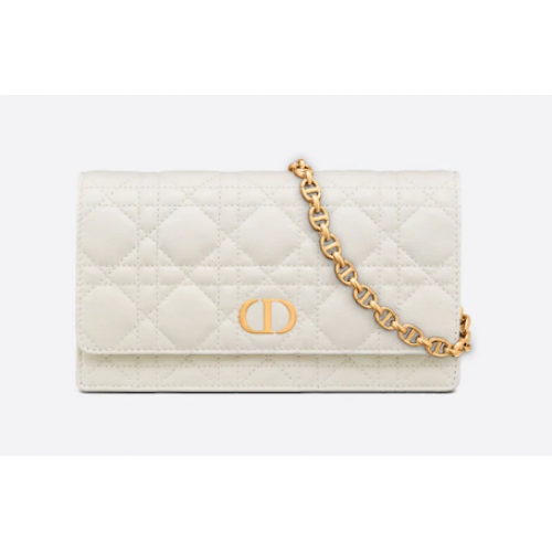 PUNGĂ DIOR CARO CU LANȚ, Piele de vițel Latte Supple Cannage S5091UW