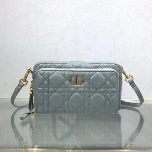 DIOR CARO DOUBLE POUCH Piele de vițel Cannage flexibilă S5037U gri