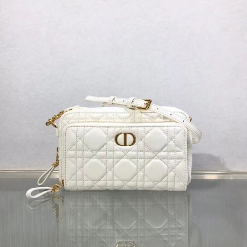DIOR CARO DOUBLE POUCH Piele de vițel Cannage flexibilă S5037U albă