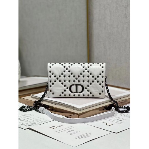 DIOR CARO MACROCANNAGE POUCH Piele de vițel Latte Macrocannage cu motiv stea S5135UNH
