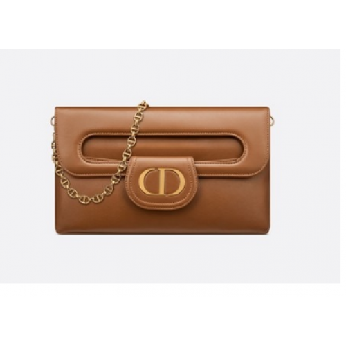 DIOR GEANTĂ DIORDOUBLE MEDIE Piele de vițel degradată M8641U Culoare coniac netedă