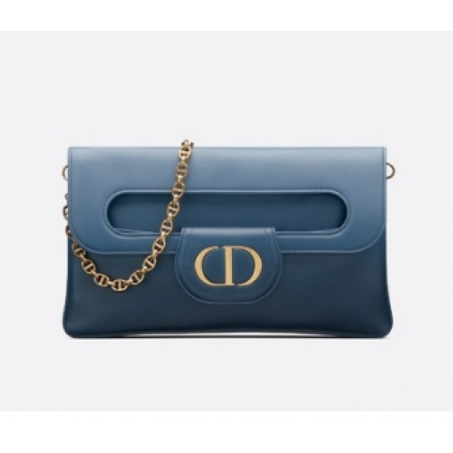 DIOR GEANTĂ DIORDOUBLE MEDIE Piele de vițel cu gradient M8641U Albastru indigo