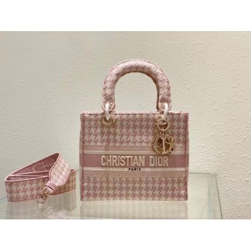 DIOR GEANTĂ MEDIE LADY D-LITE Broderie M0565OR roz